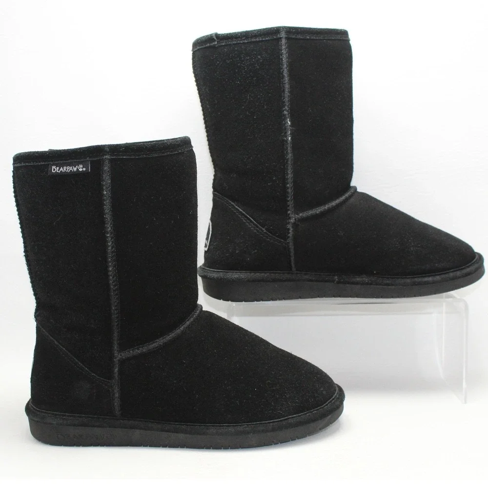 Bearpaw Adele Women 8 Black Suede Wool Blend Lining‎ Winter Boots 1258W-ADELE